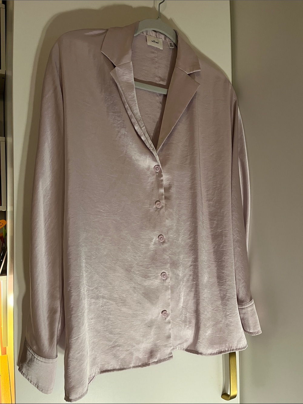 Wilfred Lilac Satin Button-Down Blouse